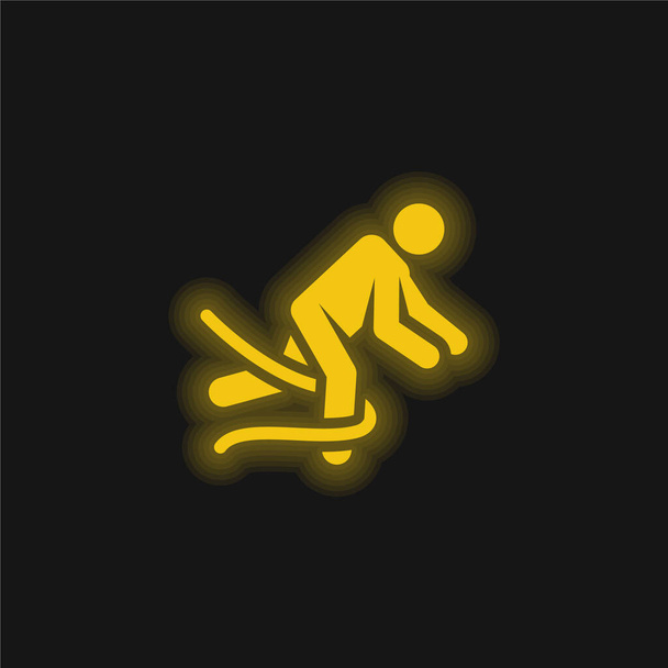 Baleset sárga izzó neon ikon - Vektor, kép