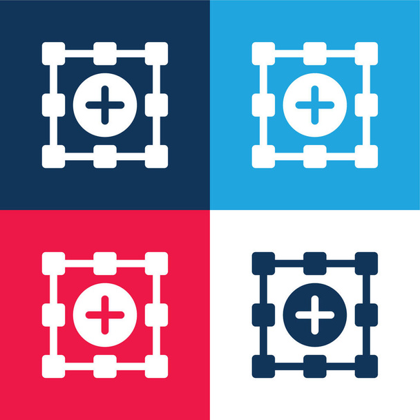 Adicionar seleção azul e vermelho conjunto de ícones mínimos de quatro cores - Vetor, Imagem