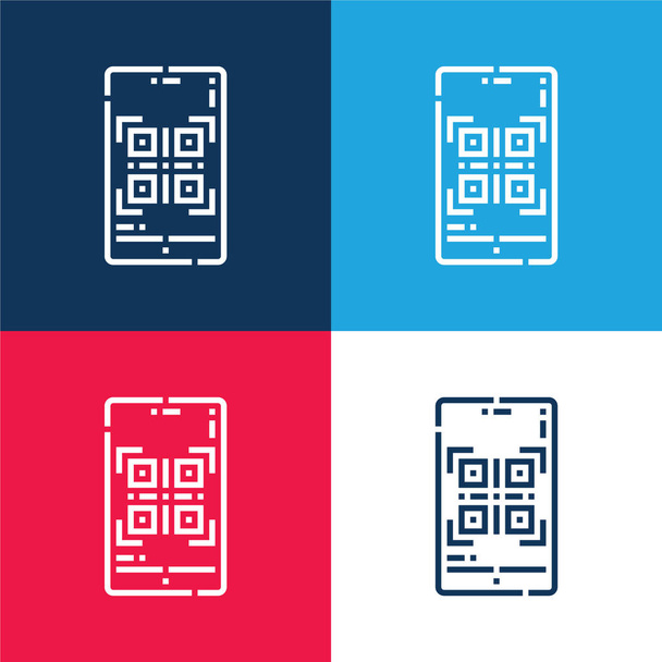 Codice a barre blu e rosso set di icone minime a quattro colori - Vettoriali, immagini