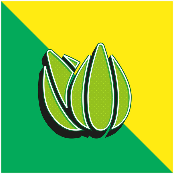 Mandula Zöld és sárga modern 3D vektor ikon logó - Vektor, kép