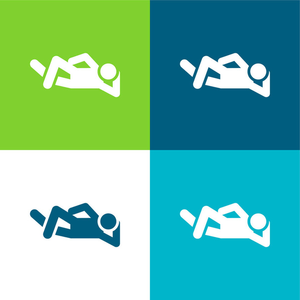 Breakdance Flat four color minimal icon set - Vector, Image