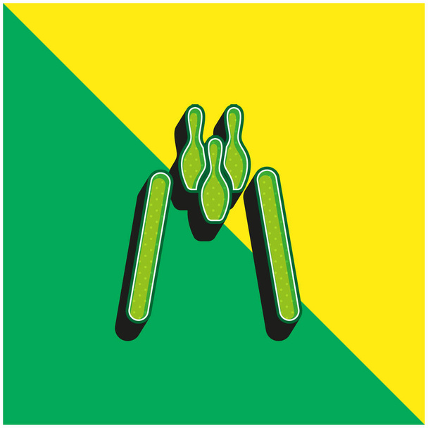 Bowling Πράσινο και κίτρινο σύγχρονο 3d διάνυσμα εικονίδιο λογότυπο - Διάνυσμα, εικόνα