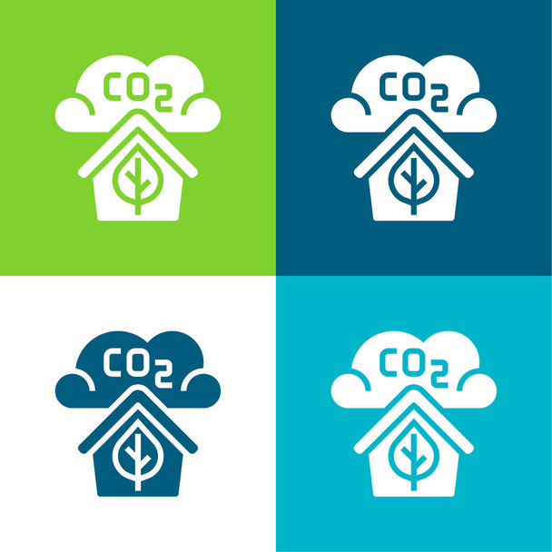 Air Quality Set icona minimale a quattro colori piatto - Vettoriali, immagini