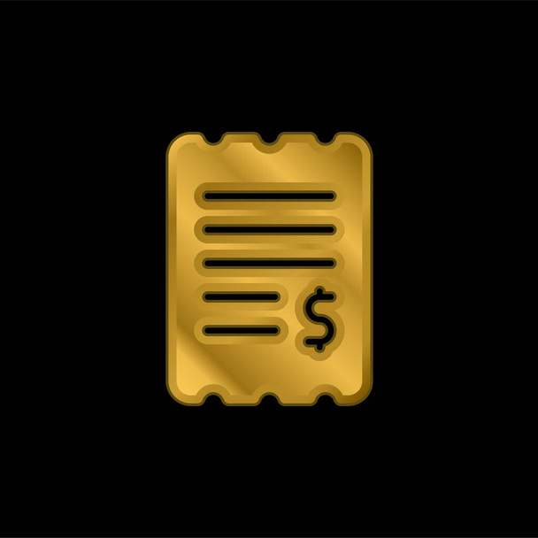 Bill chapado en oro icono metálico o vector de logotipo - Vector, Imagen
