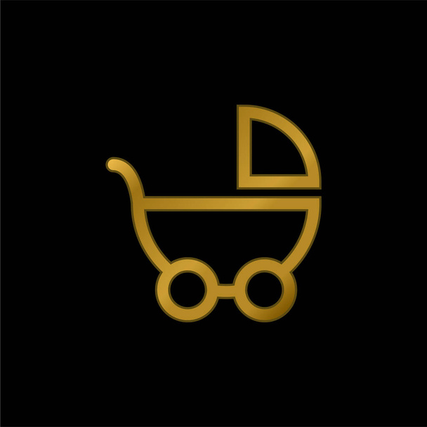 Baby Transport Vista lateral chapado en oro icono metálico o logo vector - Vector, imagen