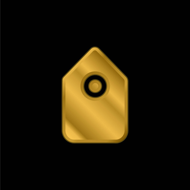 Símbolo de interfaz de etiqueta negra en posición vertical chapado en oro icono metálico o vector de logotipo - Vector, imagen