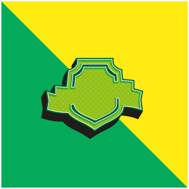 Award Shield Green and yellow modern 3d vector icon logo - Vector, Image