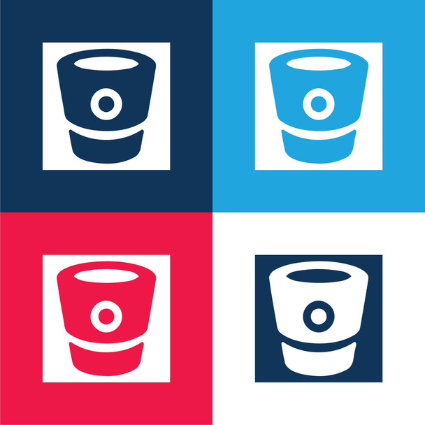 Bitbucketロゴ青と赤の4色の最小アイコンセット - ベクター画像