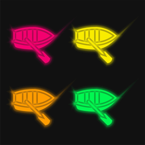 Човен чотирикольоровий світиться неоновий вектор значок
 - Вектор, зображення