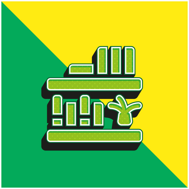 Libro Estantes verde y amarillo moderno vector 3d icono logo - Vector, Imagen
