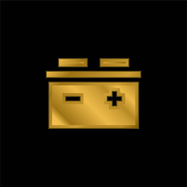 Złota ikona metaliczna lub wektor logo baterii - Wektor, obraz