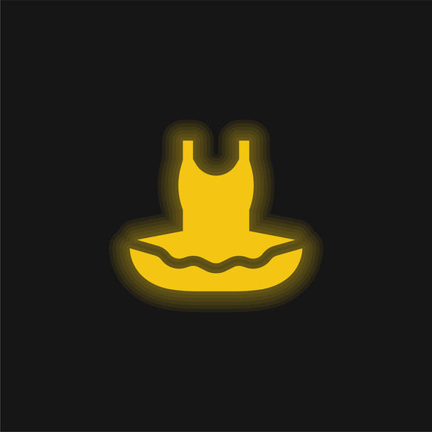 Balett sárga izzó neon ikon - Vektor, kép
