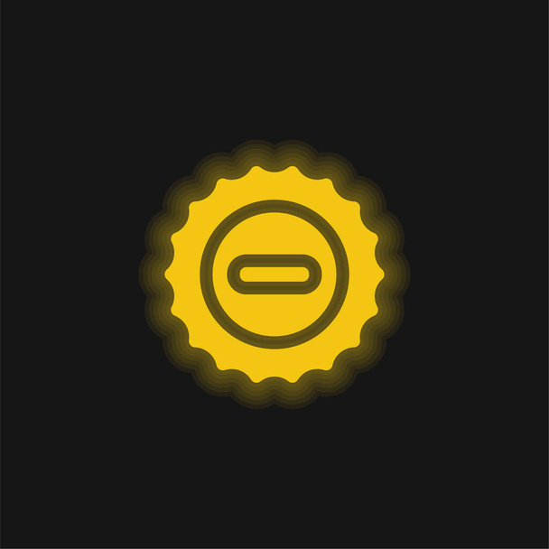 Beer Cap yellow glowing neon icon - Vector, Image