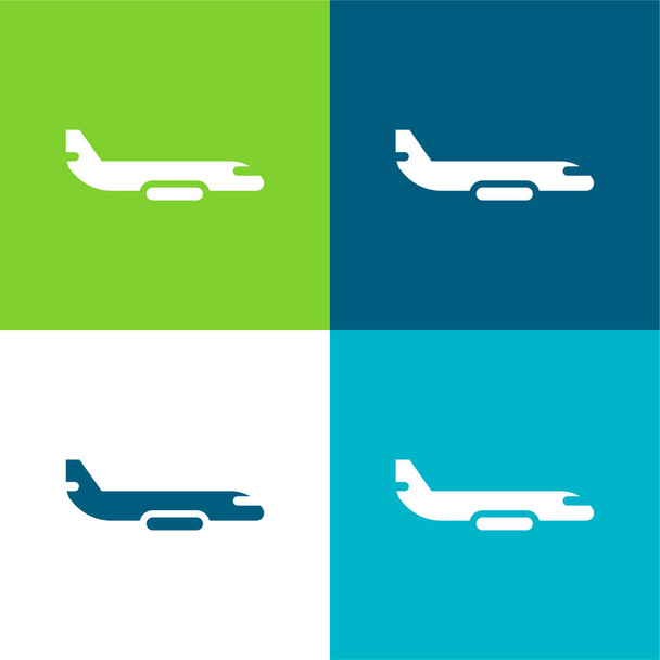 Letadla Byt čtyři barvy minimální ikona nastavena - Vektor, obrázek
