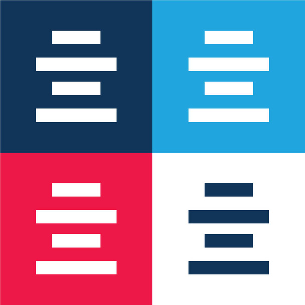 Align Center blue and red four color minimal icon set - Vector, Image