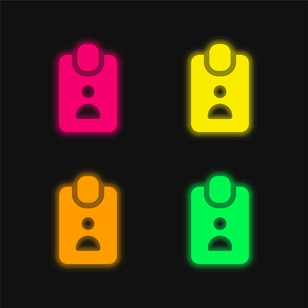 Insignia de cuatro colores brillante icono del vector de neón - Vector, Imagen