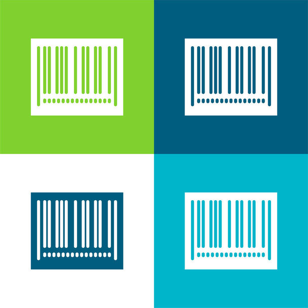 Barcode Flat four color minimal icon set - Vector, Image