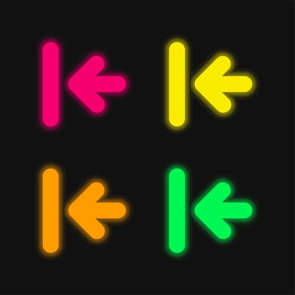 Indietro Freccia alla prima traccia quattro colori incandescente icona vettoriale al neon - Vettoriali, immagini
