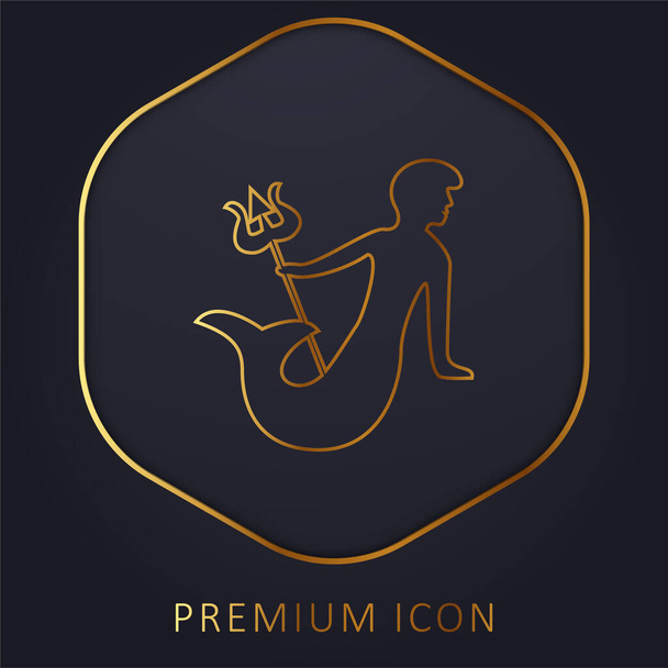 Acuario Signo Astrológico Símbolo de línea dorada logotipo premium o icono - Vector, imagen