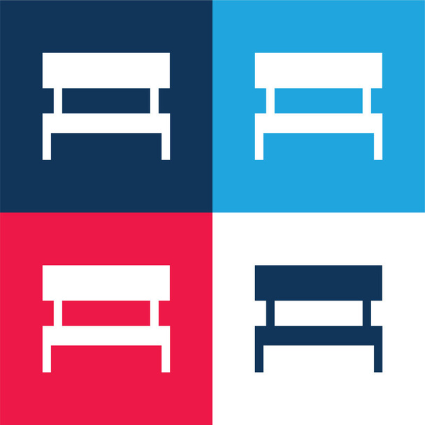 Bench blue and red four color minimal icon set - Vector, Image