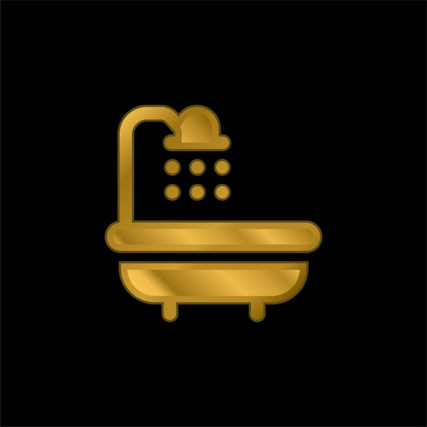 Badewanne vergoldet metallisches Symbol oder Logo-Vektor - Vektor, Bild