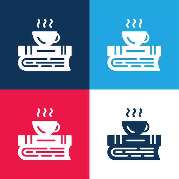 Romper azul y rojo conjunto de iconos mínimo de cuatro colores - Vector, Imagen