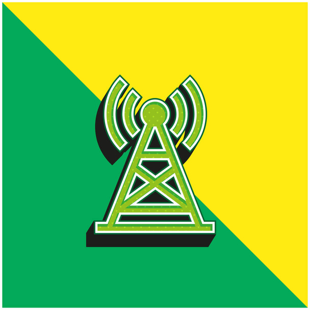 Antena Verde e amarelo moderno logotipo vetor 3d ícone - Vetor, Imagem