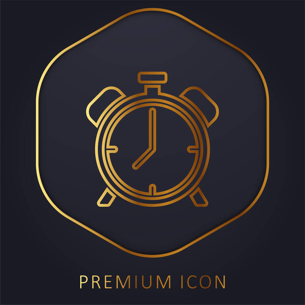 Reloj despertador línea dorada logotipo premium o icono - Vector, imagen