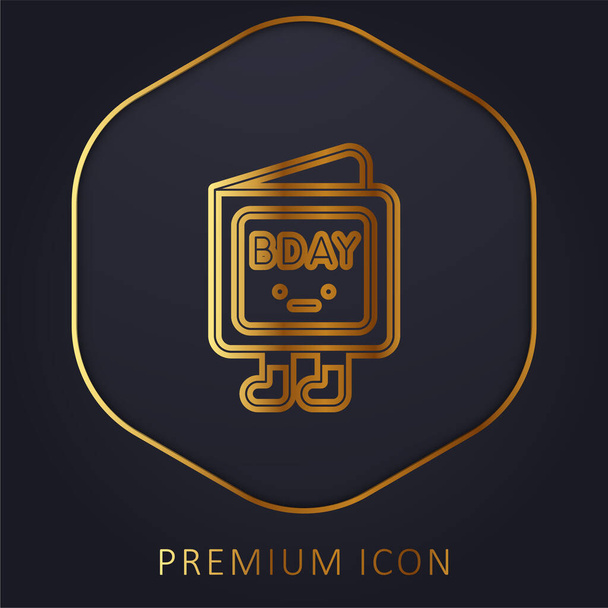 Invitación de cumpleaños línea de oro logotipo premium o icono - Vector, imagen
