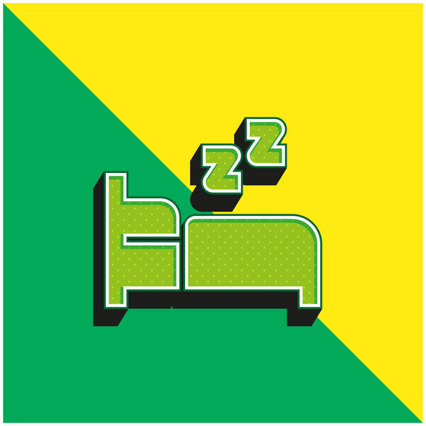 ベッドグリーンと黄色のモダンな3Dベクトルアイコンのロゴ - ベクター画像