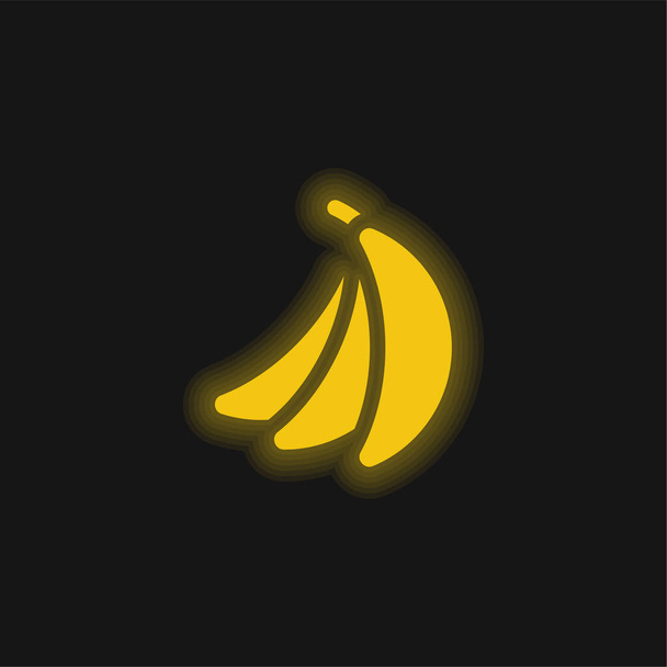 Banánově žlutá zářící neonová ikona - Vektor, obrázek