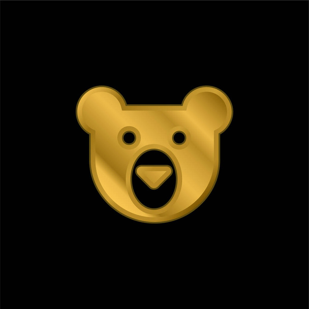 Bear Head złocona metaliczna ikona lub wektor logo - Wektor, obraz