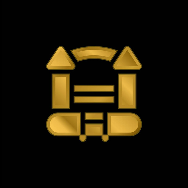 Bouncy Castelo banhado a ouro ícone metálico ou vetor logotipo - Vetor, Imagem