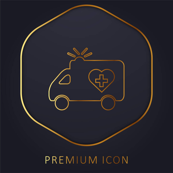 Logotipo o icono premium de línea dorada de ambulancia - Vector, imagen