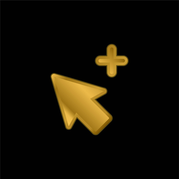 Add Arrow gold plated metalic icon or logo vector - Vector, Image