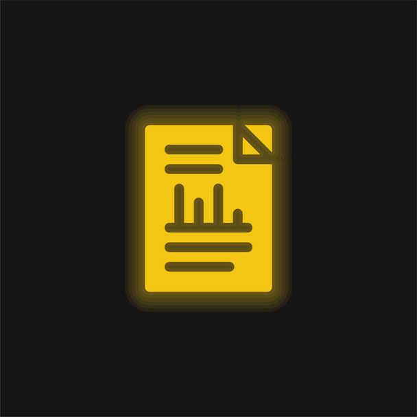 Ícone de néon brilhante amarelo analítico - Vetor, Imagem