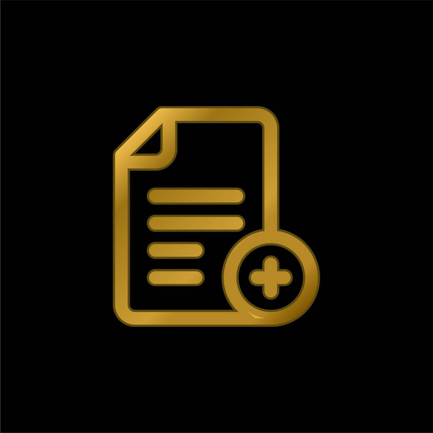 Add File gold plated metalic icon or logo vector - Vector, Image