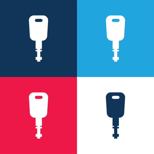 Forma chiave moderna nera blu e rosso set di icone minime a quattro colori - Vettoriali, immagini