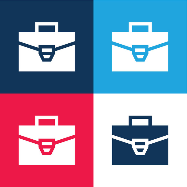 Aktentasche blau und rot vier Farben minimales Symbol-Set - Vektor, Bild