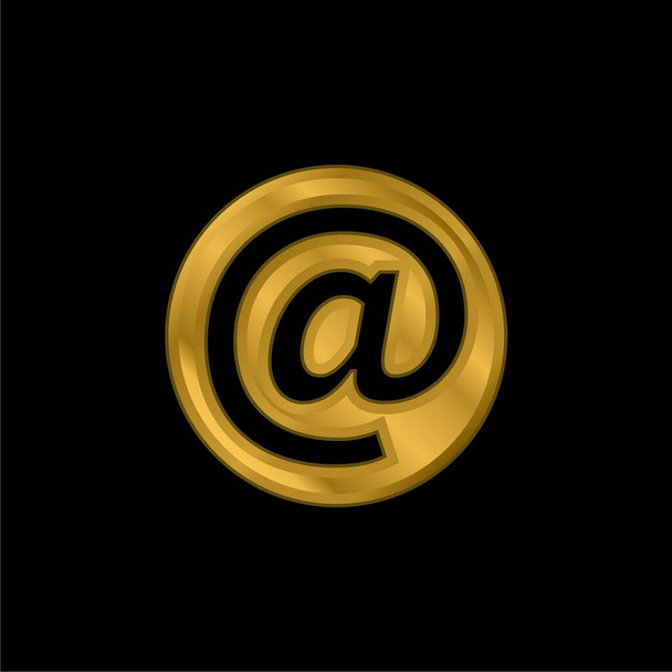 No símbolo dentro de um círculo banhado a ouro ícone metálico ou vetor logotipo - Vetor, Imagem