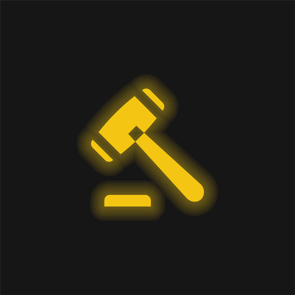 Vente aux enchères jaune brillant icône néon - Vecteur, image