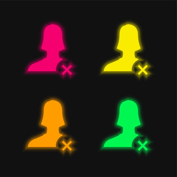 Blok Użytkownik czterech kolorów świecący neon wektor ikona - Wektor, obraz