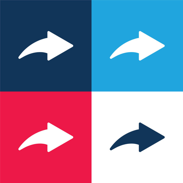 Flecha que apunta a la derecha azul y rojo conjunto de iconos mínimo de cuatro colores - Vector, imagen