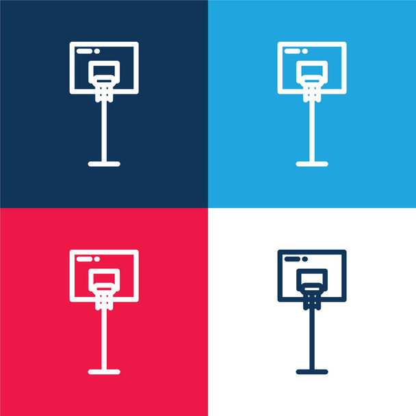 バスケットボールブルーとレッドの4色の最小アイコンセット - ベクター画像