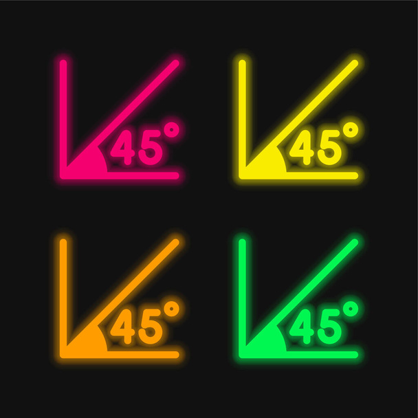 Γωνία τεσσάρων χρωμάτων λαμπερό εικονίδιο διάνυσμα νέον - Διάνυσμα, εικόνα