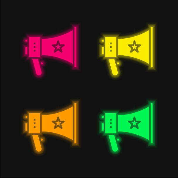 4色の輝くネオンベクトルアイコンを発表 - ベクター画像