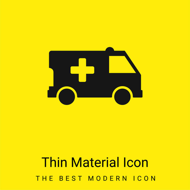 Ambulance minimaal helder geel materiaal icoon - Vector, afbeelding