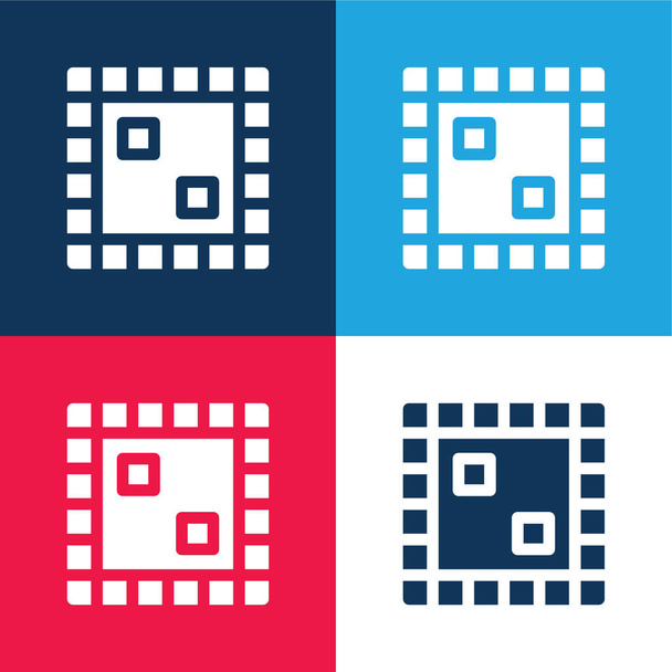 Juego de mesa azul y rojo conjunto de iconos mínimo de cuatro colores - Vector, Imagen