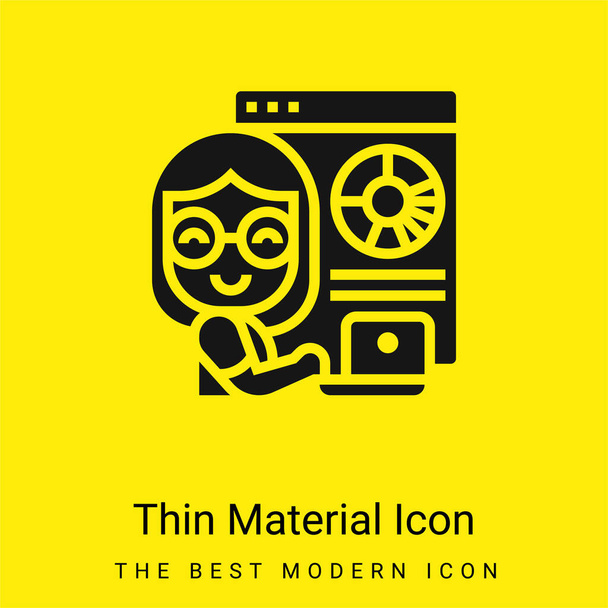 Análise mínima ícone de material amarelo brilhante - Vetor, Imagem