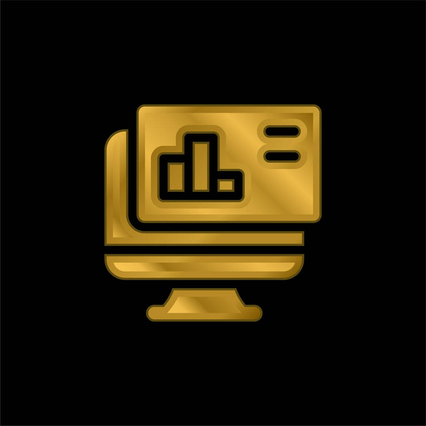 Analiza złoty metaliczny wektor ikony lub logo - Wektor, obraz
